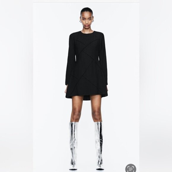 ZARA 100% LEATHER METALLIC HEELED KNEE HIGH BOOTS - Picture 12 of 13